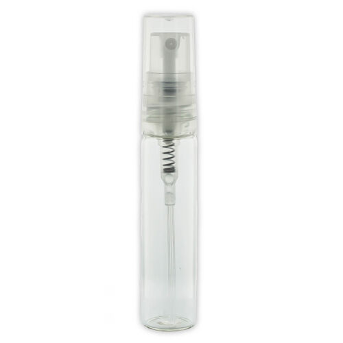 Parfümös üvegcse, 5 ml, transzparens + Mikroszórófej, menetes kupakkal, transzparens